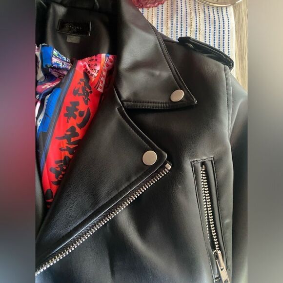 MOTHER  Jacket Womens Size XS Black The Long Chopper Faux Leather Regular Fit - Picture 10 of 16